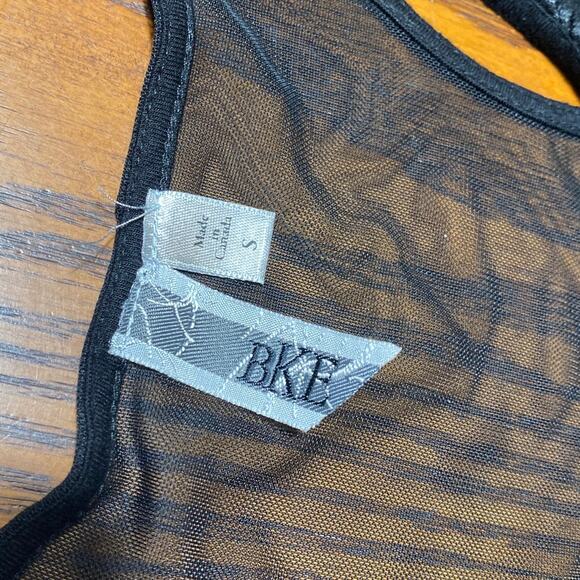 BKE Black Zebra Metallic Textured Tank Top Sheer Back Size S Grunge Alt Rock Emo - Picture 4 of 7